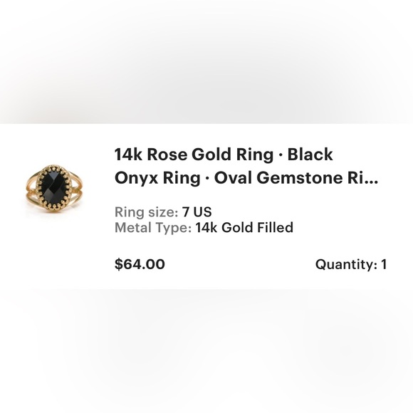 14k Rose Gold Ring with Black Onyx Stone - Picture 10 of 16